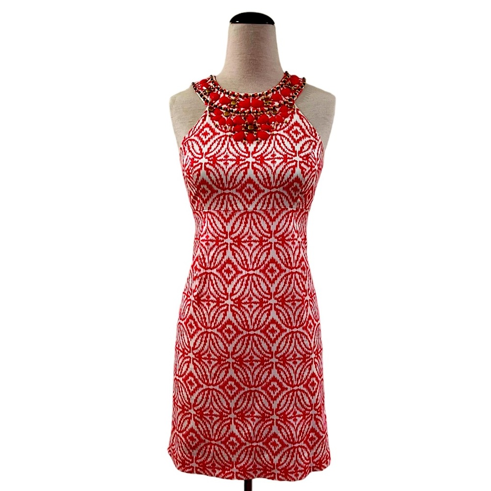 INC Pink High Neck Rhinestone Cocktail Dress
